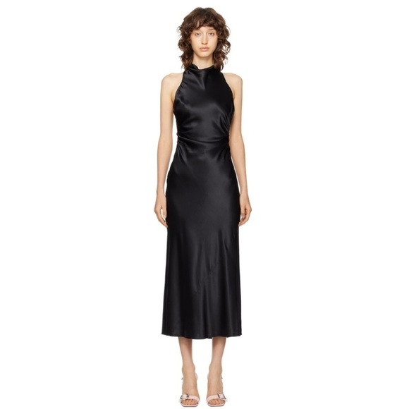 REFORMATION REFORMATION Casette Silk Dress In Black new size 0 Black Casette NWT - Picture 1 of 7